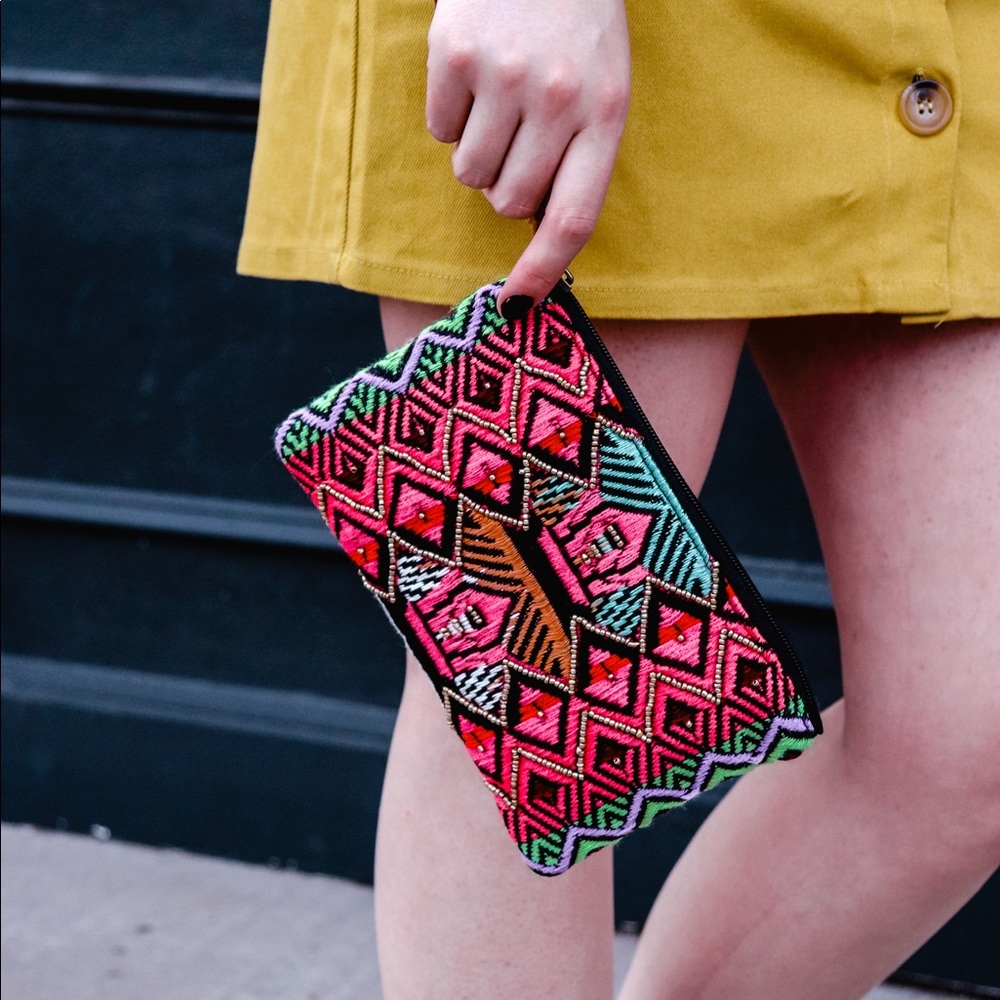 Pink Aztec clutch